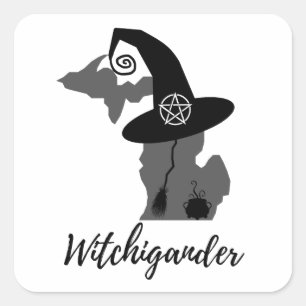 Pegatina Cuadrada Witchigander - Michigan Witch