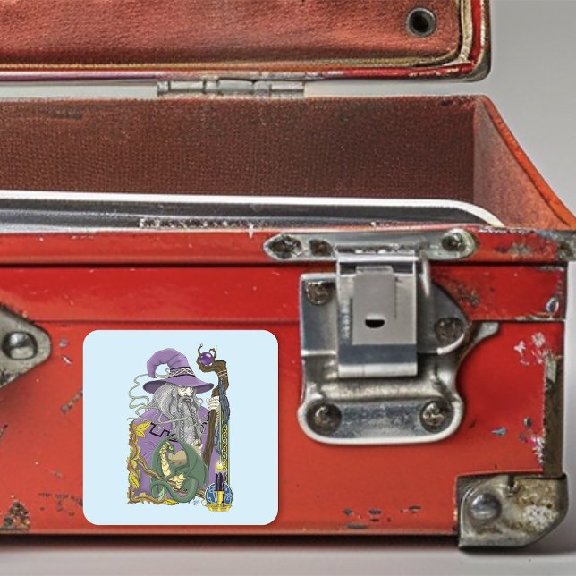 Pegatina Cuadrada Wizard Dragon Fantasy Purple (Subido por el creador)