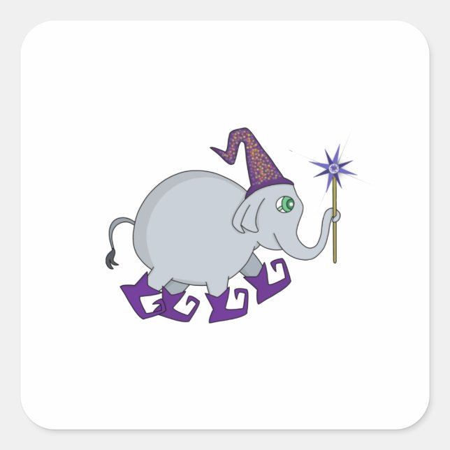 Pegatina Cuadrada Wizard Elephant (Anverso)
