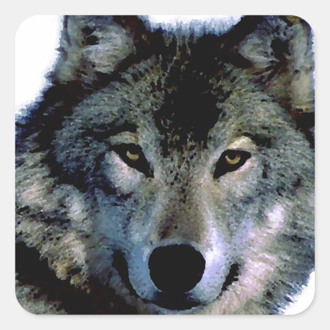 Pegatina Cuadrada Wolf (Anverso)