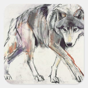 Pegatina Cuadrada Wolf