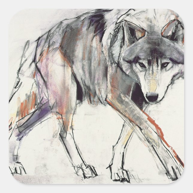 Pegatina Cuadrada Wolf (Anverso)