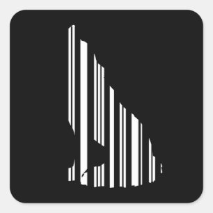 Pegatina Cuadrada WOLF BAR CODE Patrón de código de barras aullador