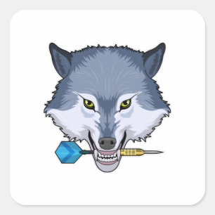 Pegatina Cuadrada Wolf en Darts con Dart