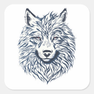Pegatina Cuadrada Wolf Head