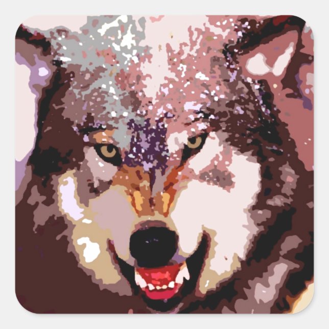 Pegatina Cuadrada Wolf in Snow (Anverso)
