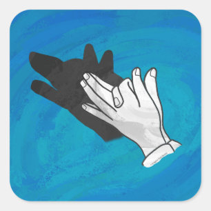 Pegatina Cuadrada Wolf On Blue