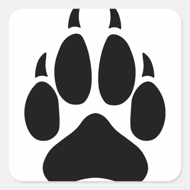 Pegatina Cuadrada Wolf Paw (Anverso)