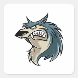 Pegatina Cuadrada Wolf Personalizado