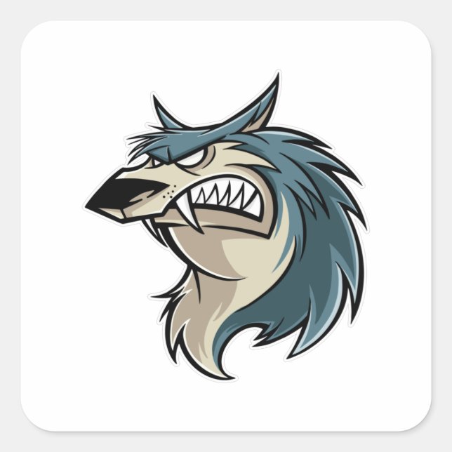 Pegatina Cuadrada Wolf Personalizado (Anverso)