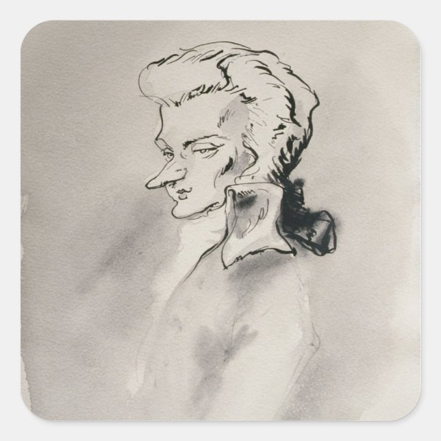 Pegatina Cuadrada Wolfgang Amadeus Mozart (Anverso)