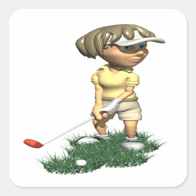 Pegatina Cuadrada Woman Golfer (Anverso)