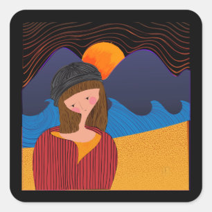 Pegatina Cuadrada Woman News