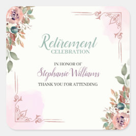 Pegatina Cuadrada Women Floral Classic Elegant Retirement Party
