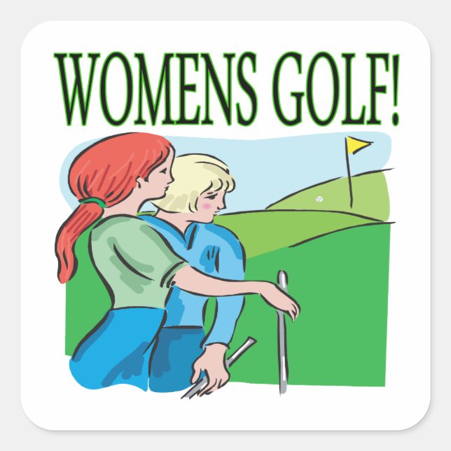 Pegatina Cuadrada Womens Golf (Anverso)