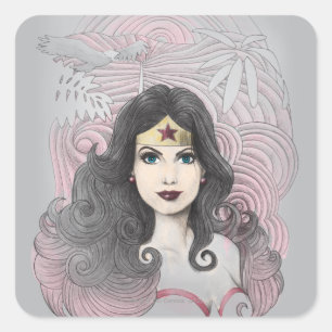 Pegatina Cuadrada Wonder Woman Eagle and Trees