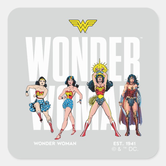 Pegatina Cuadrada Wonder Woman Legends Forever Graphic (Anverso)
