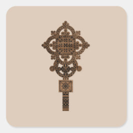 Pegatina Cuadrada Wooden Hand Cross 