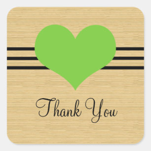 Pegatina Cuadrada Woodgrain Mod Heart Gracias Pegatinas, Green