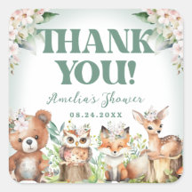 Woodland Animals Soft Green & Floral Baby Shower