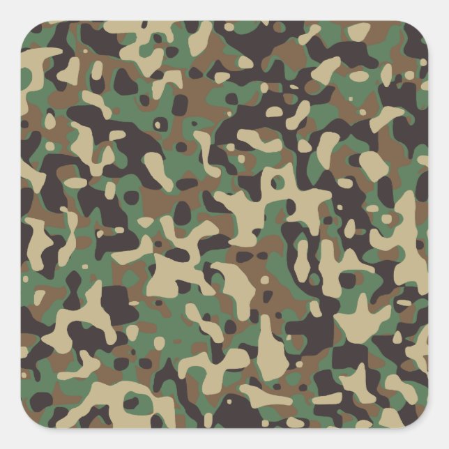 Pegatina Cuadrada Woodland Camo (Anverso)