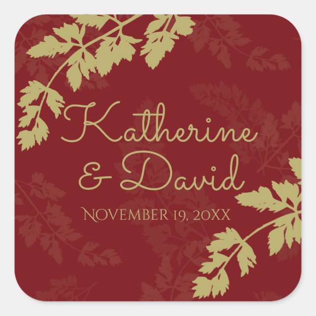 Pegatina Cuadrada Woodland deja el oro (Anverso)