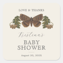 Pegatina Cuadrada Woodland Género Botánico Baby Shower Neutral