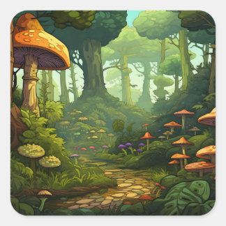 Pegatina Cuadrada Woodland Whimsy