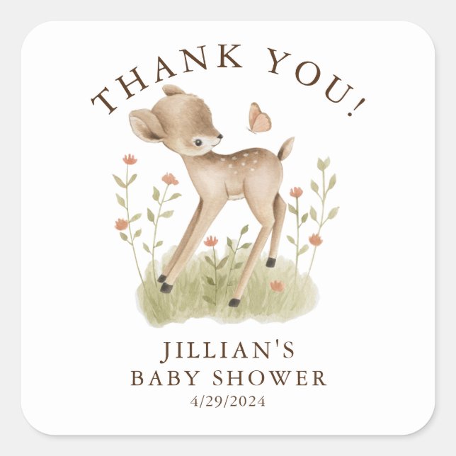 Pegatina Cuadrada Woodland Wonder Deer (Anverso)