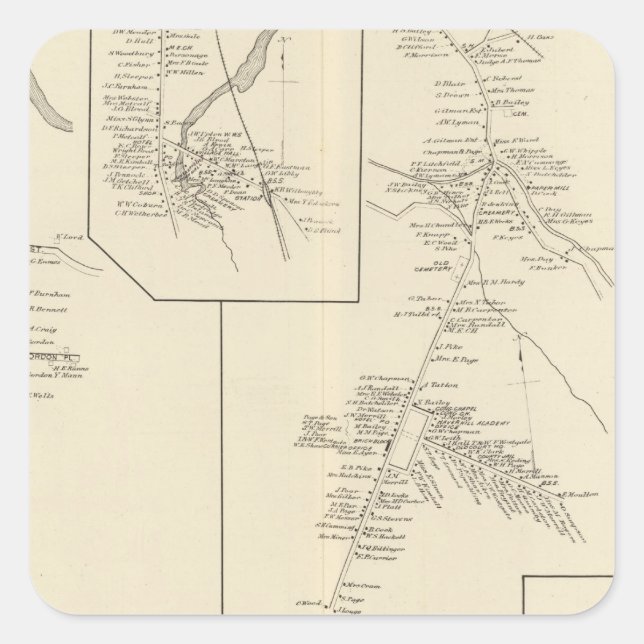 Pegatina Cuadrada Woodsville PO (Anverso)