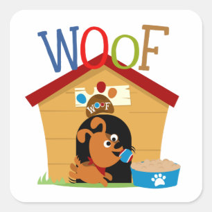 Pegatina Cuadrada Woof Dog