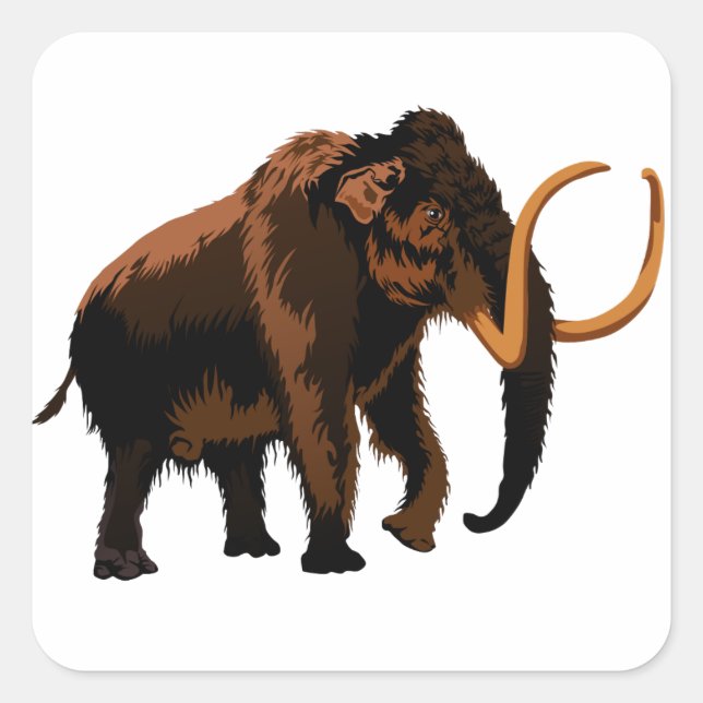 Pegatina Cuadrada Wooly Mammoth (Anverso)