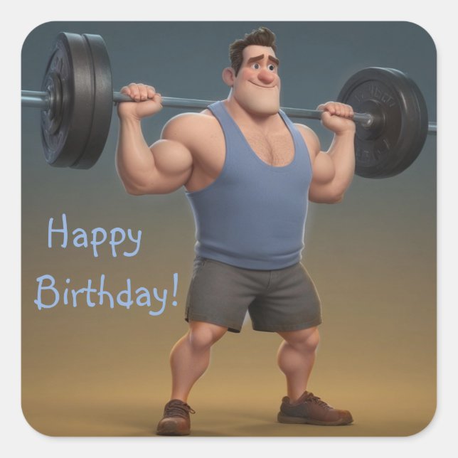 Pegatina Cuadrada Workout Man (Anverso)
