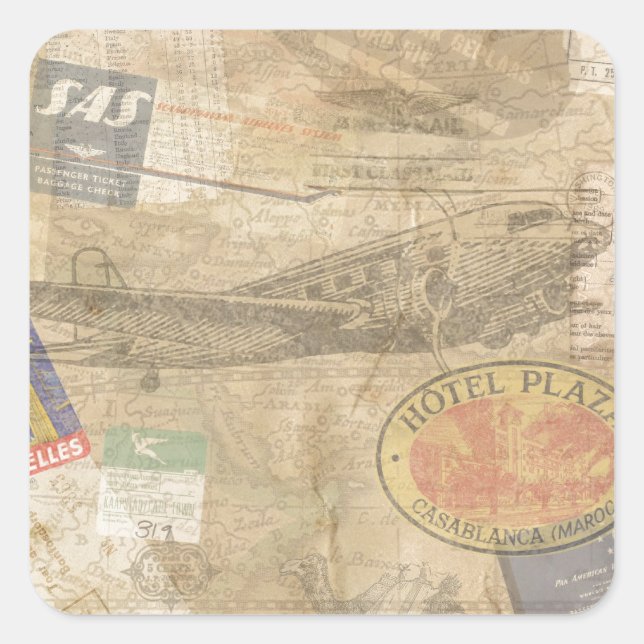 Pegatina Cuadrada World Explorer Gear (Anverso)