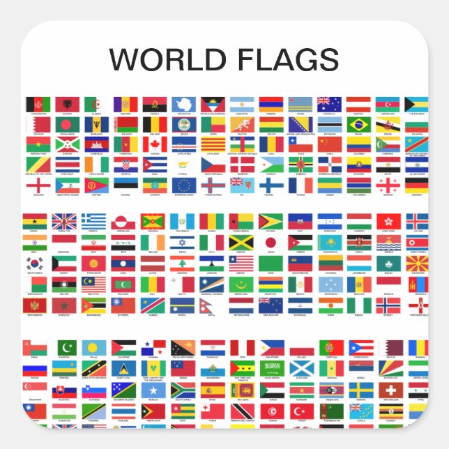 Pegatina Cuadrada World Flags (Anverso)