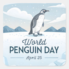 Pegatina Cuadrada World Penguin Day Winter Nature Illustration