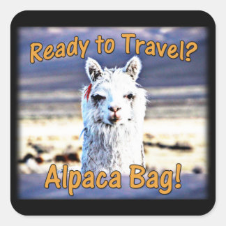Pegatina Cuadrada World Traveller - Funny Alpaca Bag
