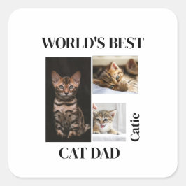 Pegatina Cuadrada World's Best Cat Dad Custom Name Gift