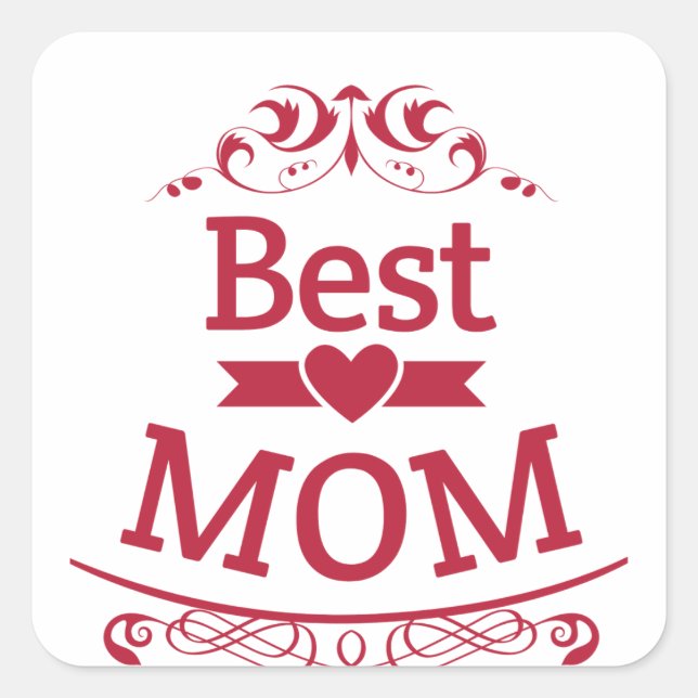 Pegatina Cuadrada Worlds Best Mom (Anverso)