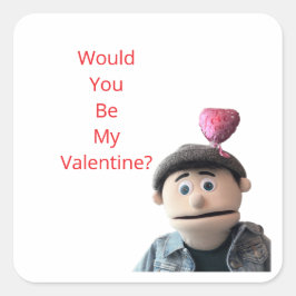 Pegatina Cuadrada Would You Be My Valentine?