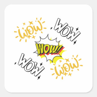 Pegatina Cuadrada Wow Camisa de día libre Esencial
