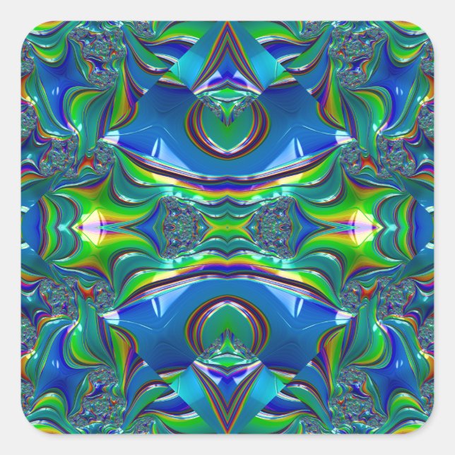 Pegatina Cuadrada ~WOW! Rojo negro verde brillante ~ (Anverso)