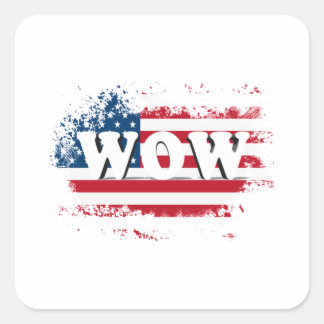 Pegatina Cuadrada WOW USA Free Day T shirt Classic