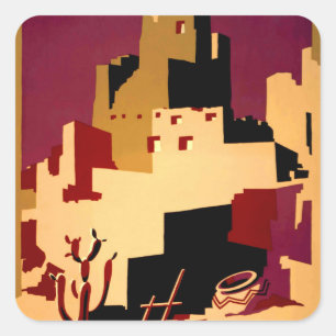 Pegatina Cuadrada WPA del Suroeste del Pueblo WPA Nacional