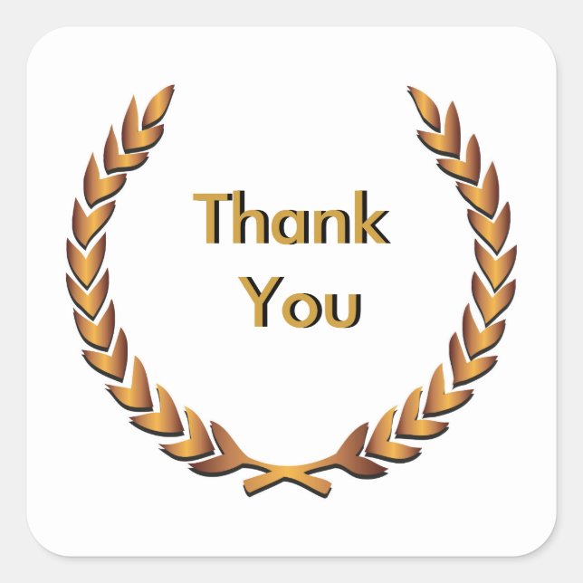 Pegatina Cuadrada Wreath de la Rústica del Oro (Anverso)