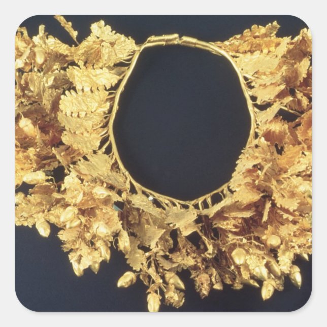Pegatina Cuadrada Wreath, griego, finales del siglo IV a. C. (oro) (Anverso)