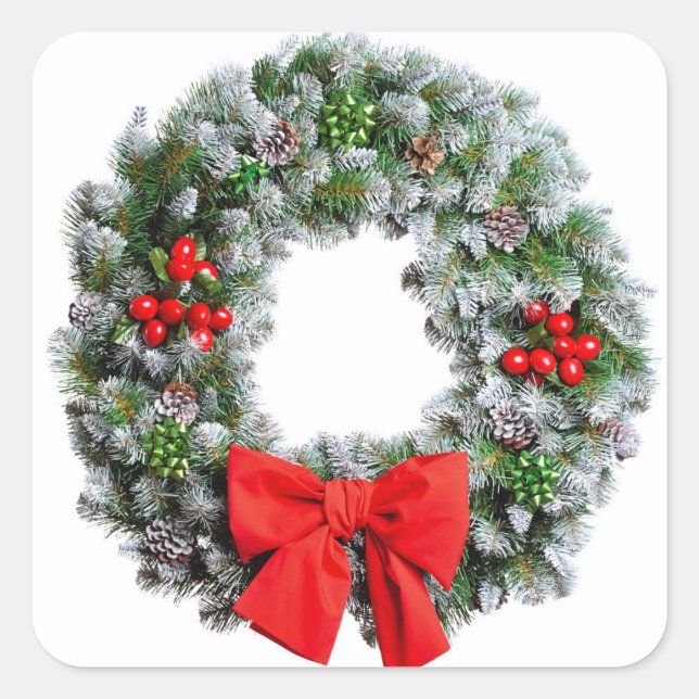 Pegatina Cuadrada Wreath navidades (Anverso)
