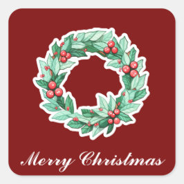 Pegatina Cuadrada Wreath navidades