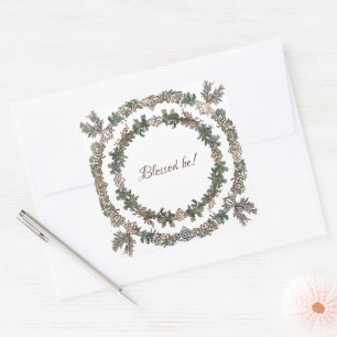 Pegatina Cuadrada Wreath nórdica