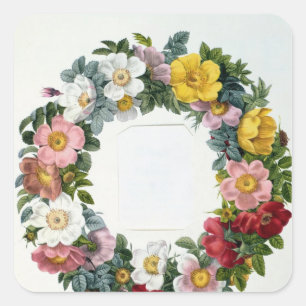 Pegatina Cuadrada Wreath of Rosas, portada de 'Les Rosas'